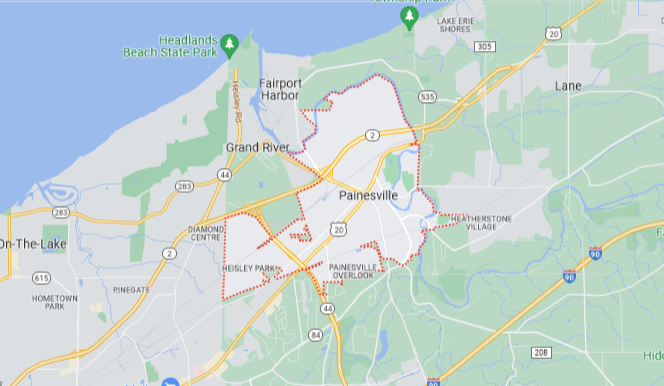 Area map of Painesville, OH.